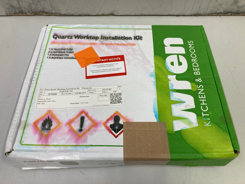 Lot 285  
            Nottingham SR4 - Delivery Or Collection 

                
QUARTZ WORKTOP INSTALLATION KIT