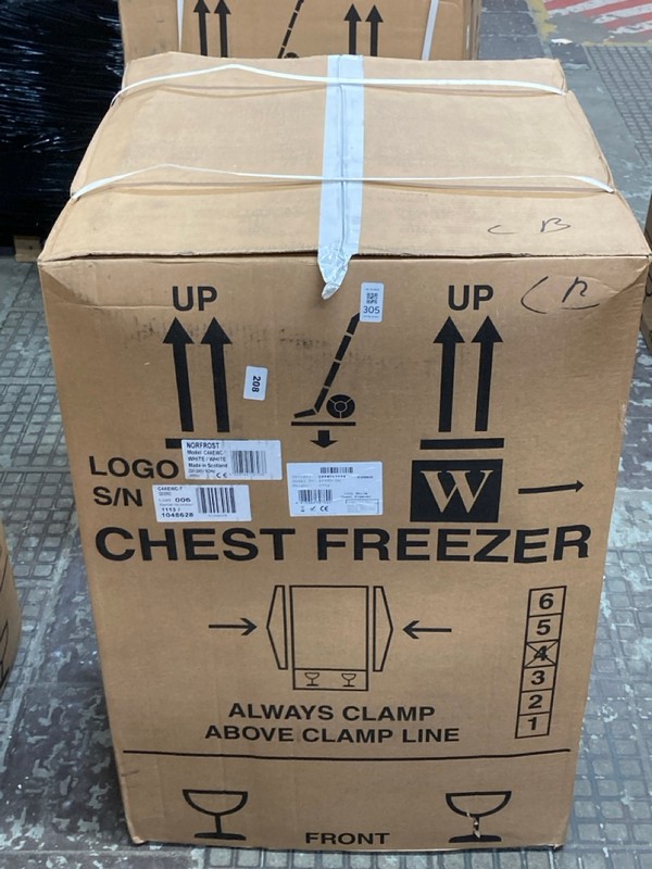 Lot 305  
            Nottingham SR4 - Delivery Or Collection 

                
NORFROST 99L CHEST FREEZER MODEL: C4AEWC RRP £174