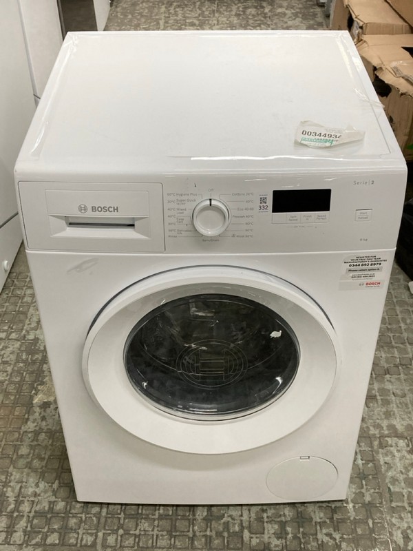 Lot 332  
            Nottingham SR4 - Delivery Or Collection 

                
BOSCH SERIE 2 8KG WASHING MACHINE MODEL: WGE03408GB/76