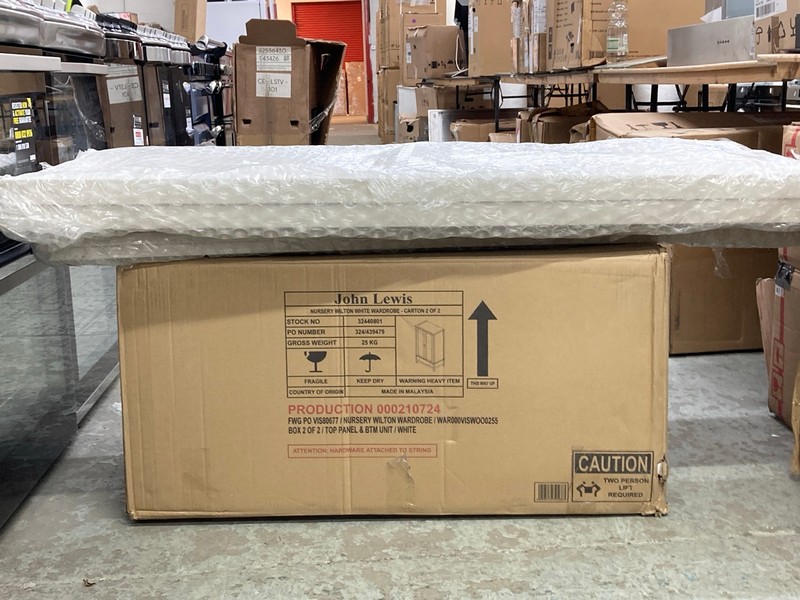 Lot 345  
            Nottingham SR4 - Collection Only 

                
JOHN LEWIS NURSERY WILTON WARDROBE (UNBUILT) (COLLECTION FROM SITE ONLY)