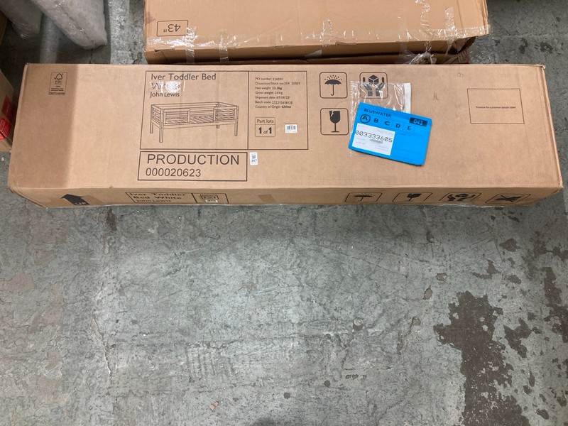 Lot 347  
            Nottingham SR4 - Delivery Or Collection 

                
JOHN LEWIS IVER TODDLER BED (UNBUILT)