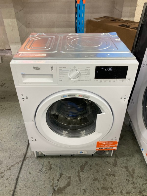Lot 34  
            Nottingham SR4 - Delivery Or Collection 

                
BEKO INTEGRATED 1-9 KG WASHING MACHINE MODEL: WTIK94121F