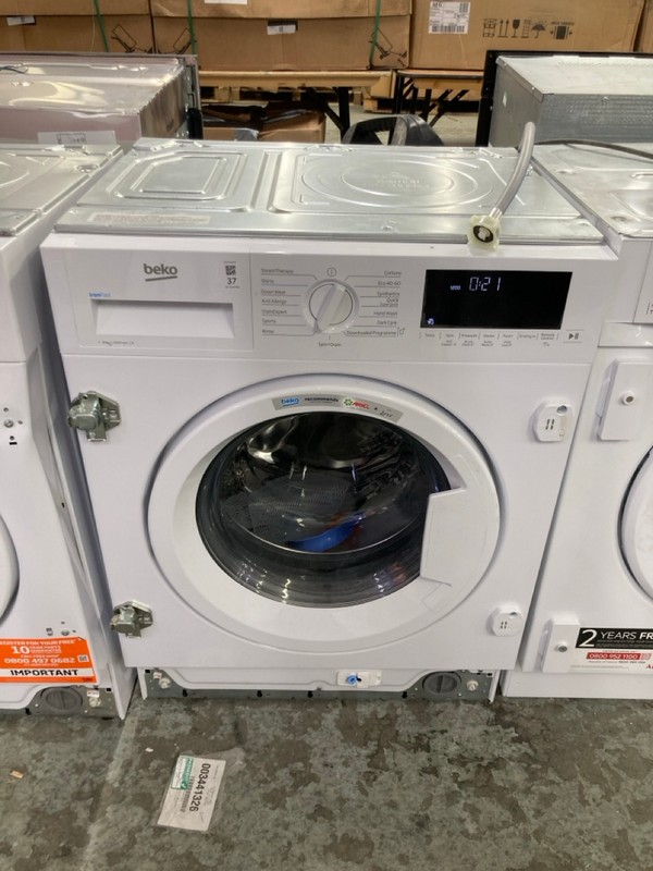 Lot 37  
            Nottingham SR4 - Delivery Or Collection 

                
BEKO INTEGRATED 1-9 KG WASHING MACHINE MODEL: WTIK94121F
