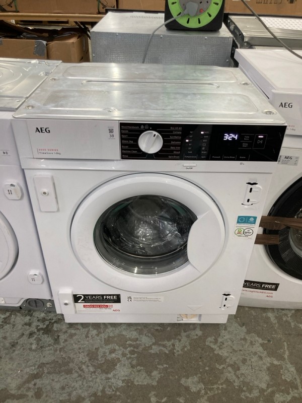 Lot 38  
            Nottingham SR4 - Delivery Or Collection 

                
AEG INTEGRATED 1-8 KG WASHING MACHINE MODEL: LFX6G8434BI