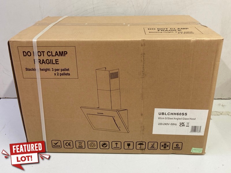 Lot 405  
            Nottingham SR4 - Delivery Or Collection 

                
CATA STAINLESS STEEL 60CM ANGLED GLASS COOKER HOOD MODEL: UBLCHH60SS RRP £165