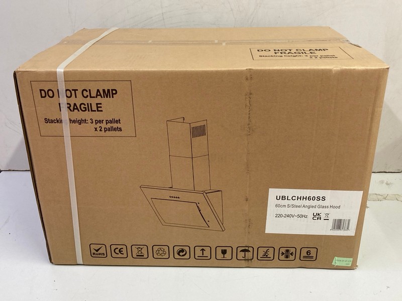 Lot 429  
            Nottingham SR4 - Delivery Or Collection 

                
CATA STAINLESS STEEL 60CM ANGLED GLASS COOKER HOOD MODEL: UBLCHH60SS RRP £165