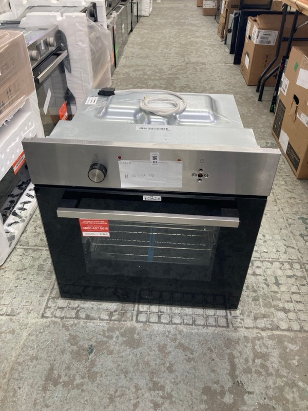 Lot 81  
            Nottingham SR4 - Delivery Or Collection 

                
CDA BUILT IN SINGLE OVEN MODEL: SC020SS