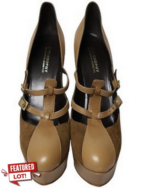 Lot 19  
            Nottingham SR5 - Delivery Only 

                
PHILOSOPHY DI ALBERTA FERRETTI HIGH HEELED CAGE PUMPS IN MULTICOLOR LEATHER SIZE:...