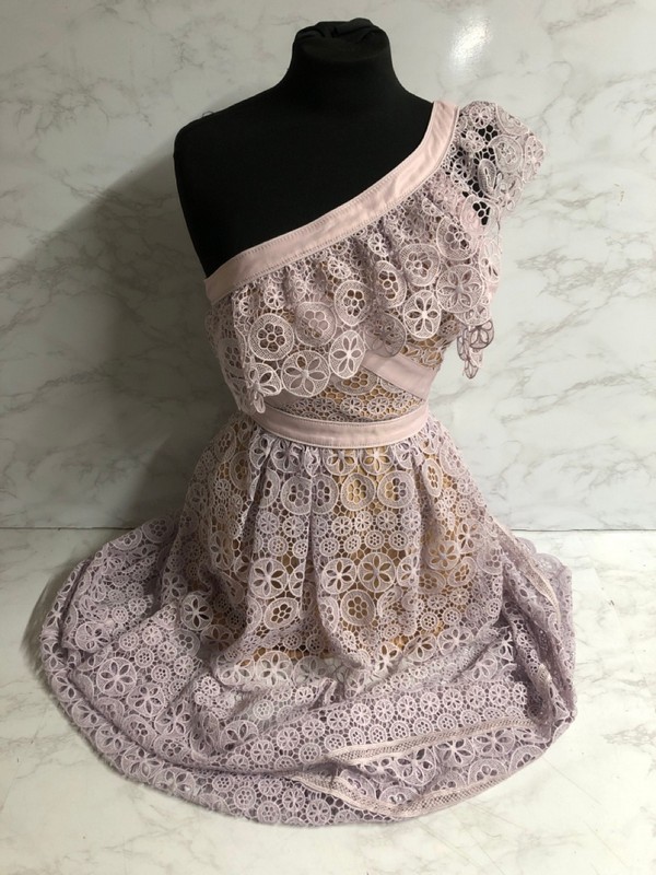Lot 213  
            Nottingham SR5 - Delivery Only 

                
SELF PORTRAIT ONE SHOULDER LACE MIDI DRESS IN PURPLE POLYESTER SIZE:US/2 RRP:£369