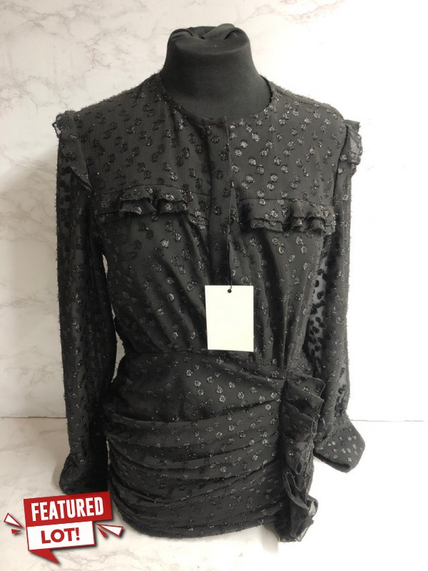 Lot 221  
            Nottingham SR5 - Delivery Only 

                
ISABEL MARANT RUCHED LONG-SLEEVE MINI DRESS IN BLACK POLYESTER SIZE:FR/36 RRP:£815