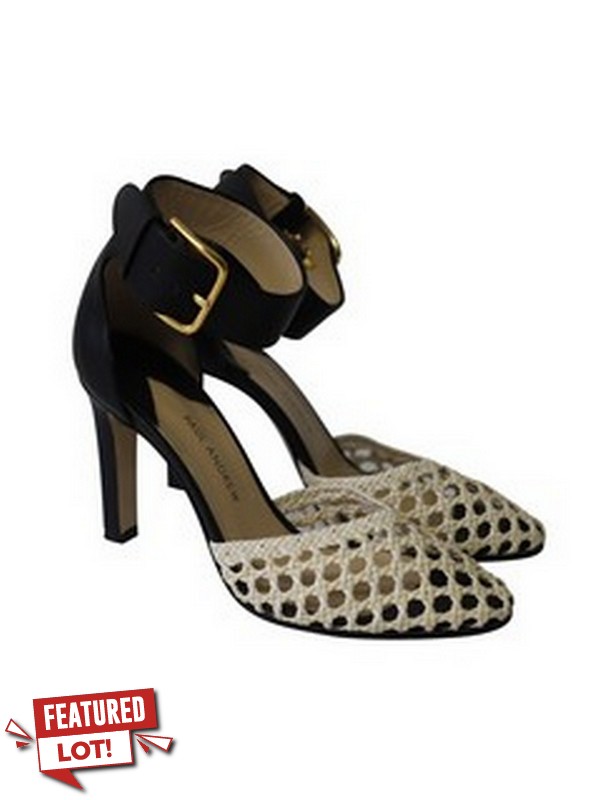 Lot 43  
            Nottingham SR5 - Delivery Only 

                
PAUL ANDREW CANE WEAVE HEELED SANDALS IN DARK CHOCOLATE BROWN AND CREAM LEATHER S...
