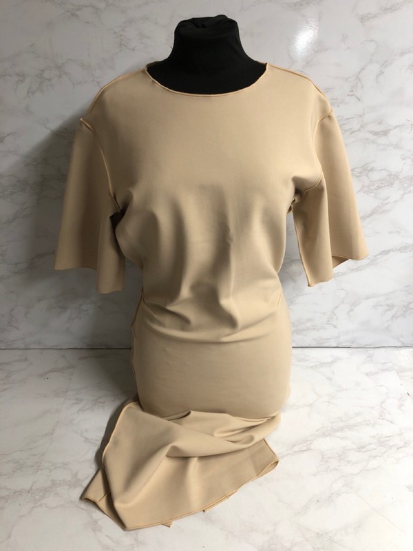 Lot 76  
            Nottingham SR5 - Delivery Only 

                
MAXMARA OVERSIZED DROP SLEEVES MIDI SHEATH DRESS IN NUDE VISCOSE SIZE:IT/42 RRP:£283