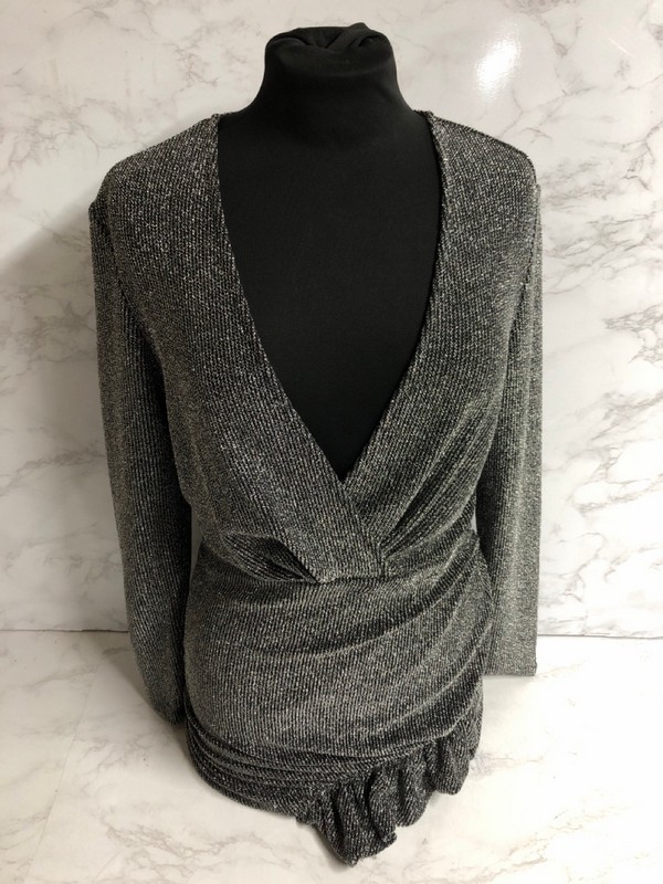 Lot 84  
            Nottingham SR5 - Delivery Only 

                
IRO SIDE RUCHED MINI DRESS IN SILVER VISCOSE SIZE:L RRP:£350