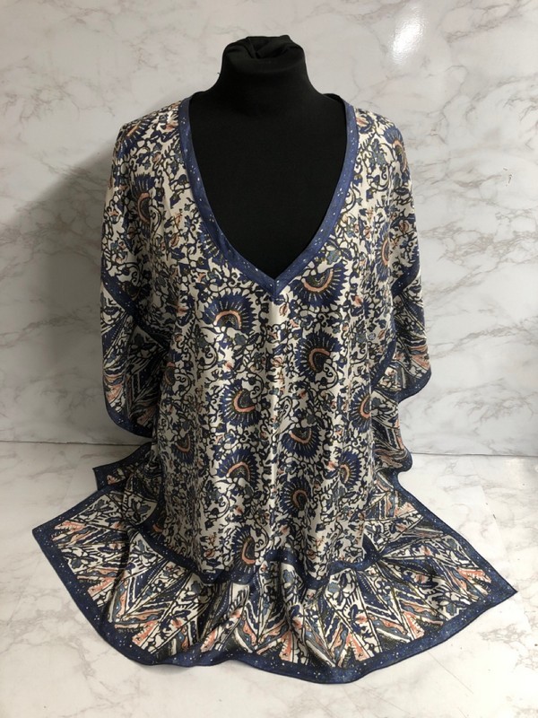 Lot 87  
            Nottingham SR5 - Delivery Only 

                
TORY BURCH PRINTED KAFTAN IN MULTICOLOR SILK SIZE:L RRP:£292