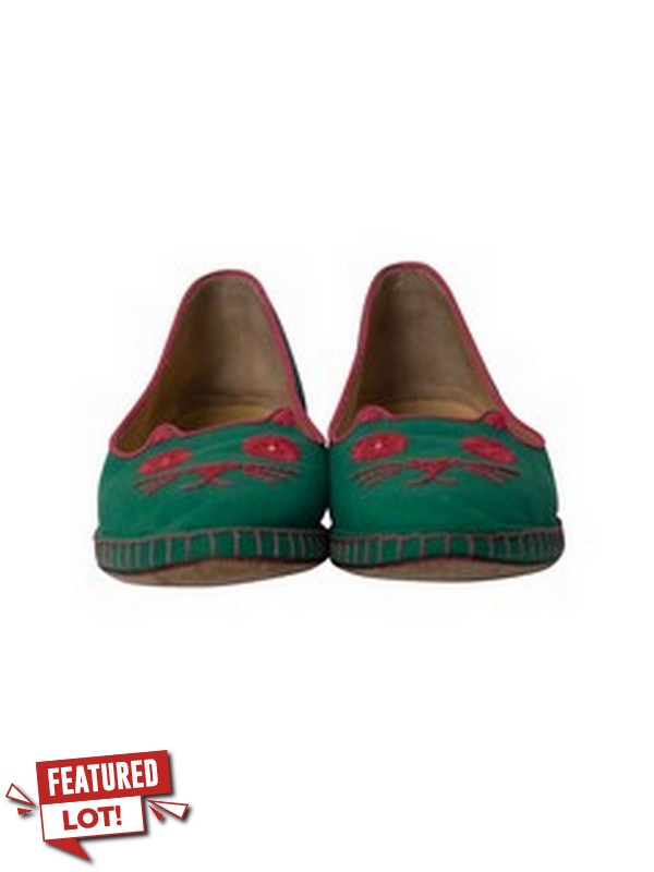 Lot 9  
            Nottingham SR5 - Delivery Only 

                
CHARLOTTE OLYMPIA CAT ESPADRILLES IN GREEN COTTON SIZE:EU/40 RRP:£505