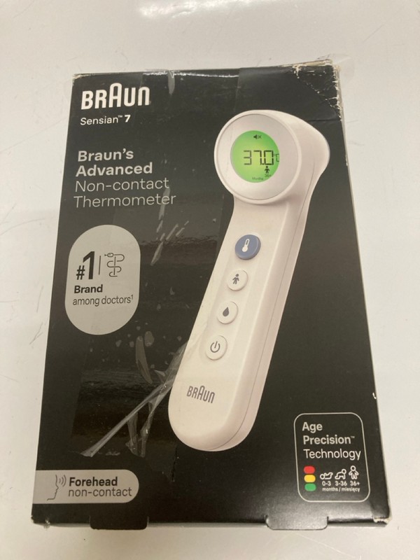 Lot 137  
            Nottingham SR7 - Delivery Only 

                
BRAUN SENSIAN 7 NON-CONTACT THERMOMETER