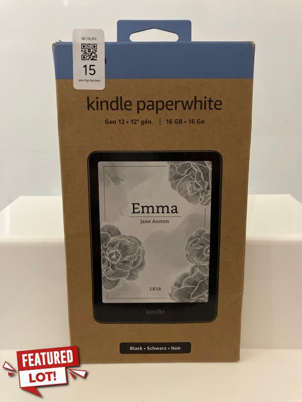 Lot 15  
            Nottingham SR7 - Delivery Only 

                
KINDLE PAPERWHITE 12TH GEN 16GB IN BLACK (SEALED) ORIGINAL RRP: £159.99
