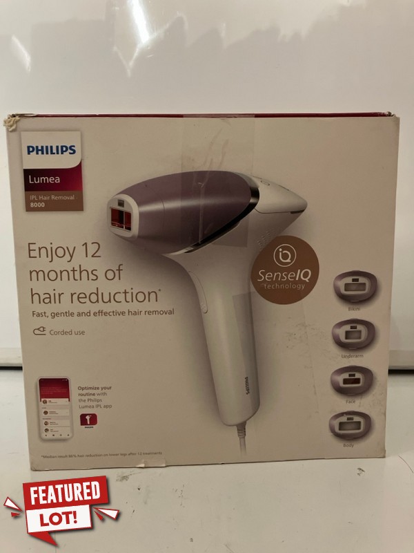 Lot 3  
            Nottingham SR7 - Delivery Only 

                
PHILIPS LUMEA 8000 IPL HAIR REMOVAL DEVICE ORIGINAL RRP: £378.99