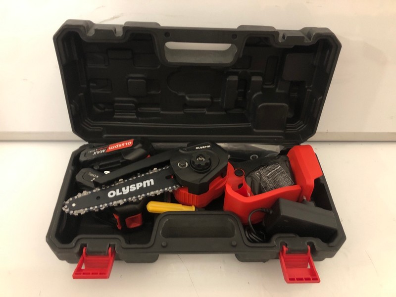 Lot 456  
            Nottingham SR7 - Delivery Only 

                
OLYSPM CORDLESS CHAINSAW (WITH 2 X BATTERIES, CHARGER AND CARRY CASE - 18+ ID MAY...