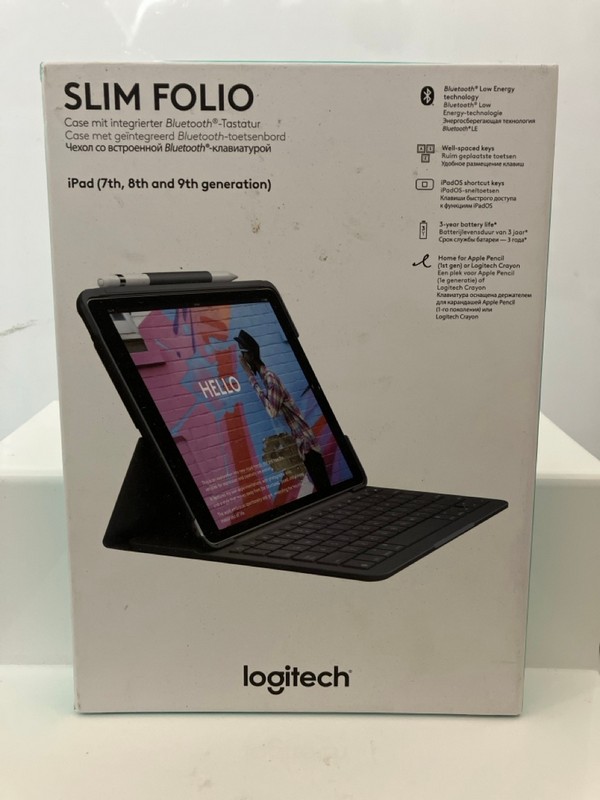 Lot 60  
            Nottingham SR7 - Delivery Only 

                
LOGITECH SLIM FOLIO FOR IPAD 7TH / 8TH / 9TH GEN ORIGINAL RRP £109.99