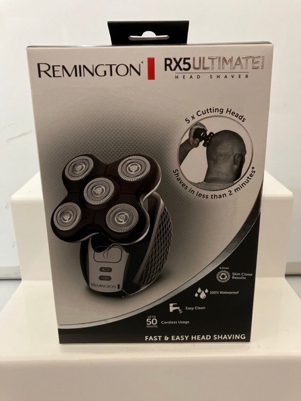 Lot 65  
            Nottingham SR7 - Delivery Only 

                
REMINGTON RX5 ULTIMATE HEAD SHAVER (SEALED)