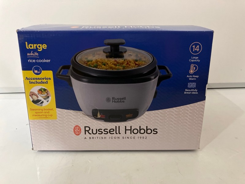 Lot 667  
            Nottingham SR7 - Delivery Only 

                
RUSSELL HOBBS LARGE WHITE RICE COOKER