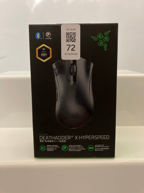 Lot 72  
            Nottingham SR7 - Delivery Only 

                
RAZER DEATHADDER V2 X HYPERSPEED GAMING MOUSE (SEALED)