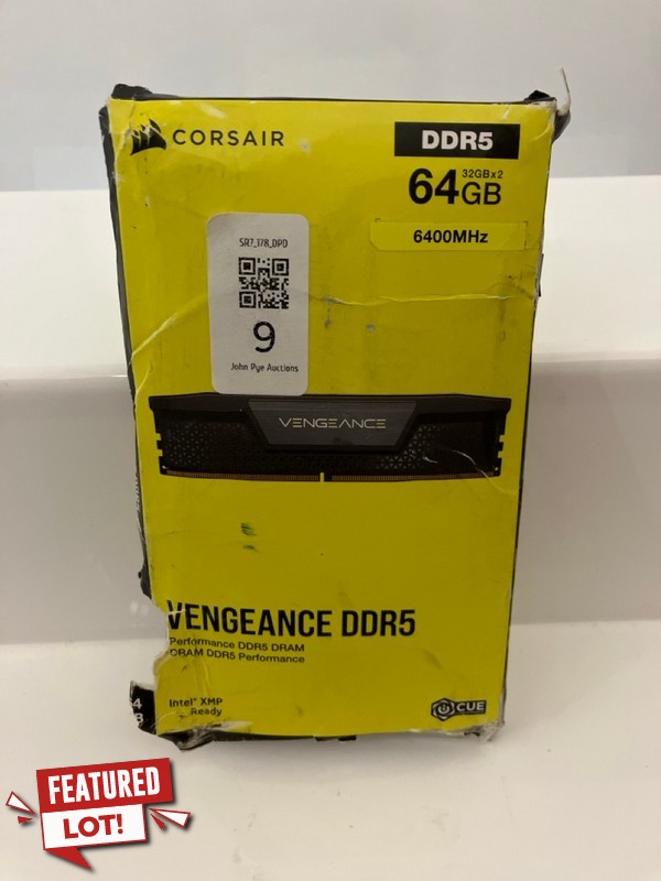 Lot 9  
            Nottingham SR7 - Delivery Only 

                
CORSAIR VENGEANCE 64GB (2X 32GB) DDR5 MEMORY KIT ORIGINAL RRP: £738.99