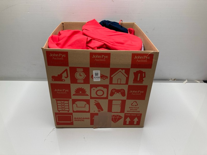 Lot 1058  
            Nottingham SR9 - Delivery Only 

                
BOX OF CLOTHING ITEMS IN VARIOUS SIZES AND DESIGNS