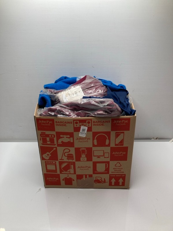 Lot 1073  
            Nottingham SR9 - Delivery Only 

                
BOX OF CLOTHING ITEMS IN VARIOUS SIZES AND DESIGNS