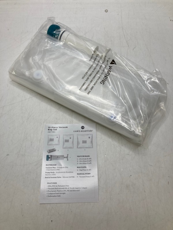 Lot 908  
            Nottingham SR9 - Delivery Only 

                
24 X 10 PIECE VACUUM BAG SETS TOTAL RRP: £120