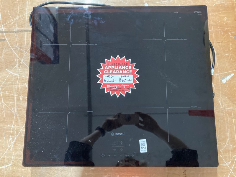 Lot 120  
            Nottingham SR1 - Delivery or Collection 

                
BOSCH 4 BURNER INDUCTION HOB - MODEL - PUE611BF1B/11 - ORIGINAL RRP - £489.99