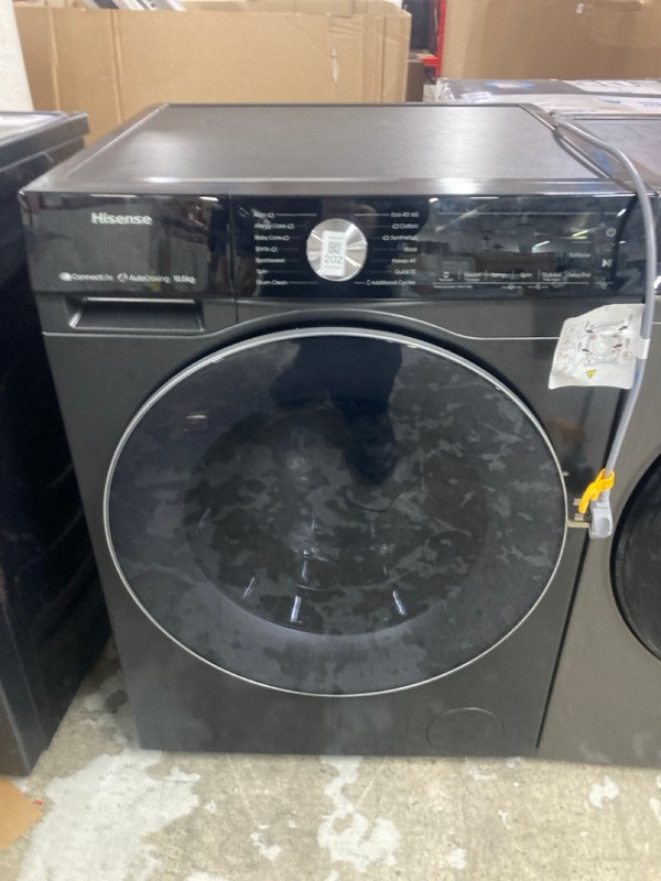 Lot 202  
            Nottingham SR1 - Delivery or Collection 

                
HISENSE CONNECT LIFE AUTO DOSING 10.5KG FREESTANDING WASHING MACHINE MODEL: WF5S1...