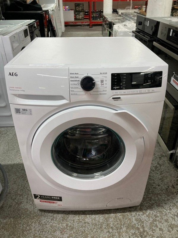 Lot 54  
            Nottingham SR1 - Delivery or Collection 

                
AEG FREESTANDING 5000 SERIES/AUTO SENSE 1-10 KG WASHING MACHINE - MODEL. LFX50142...