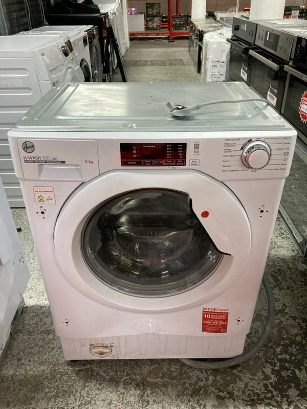 Lot 55  
            Nottingham SR1 - Delivery or Collection 

                
HOOVER INTEGRATED H-WASH 300 LITE WASHING MACHINE (9KG) - MODEL. HBWS49D1W4 - ORI...