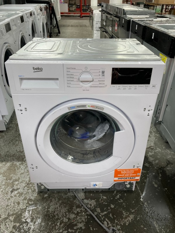 Lot 58  
            Nottingham SR1 - Delivery or Collection 

                
BEKO INTEGRATED IRONFAST 1-9KG WASHING MACHINE - MODEL. WTIK94121F - ORIGINAL RRP...