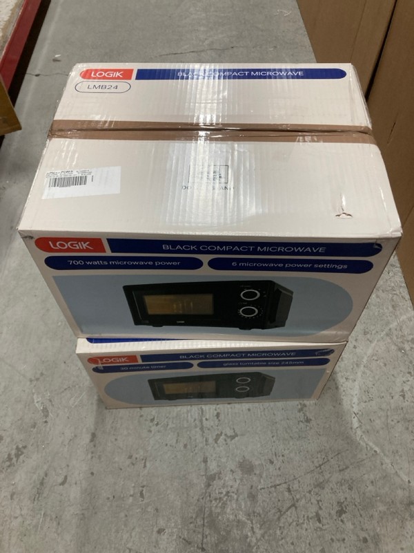 Lot 103  
            Nottingham SR8 - Delivery Or Collection 

                
2 X LOGIK MICROWAVES INC LOGIK LMB24 MICROWAVE