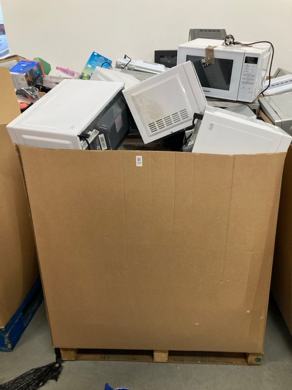 Lot 120  
            Nottingham SR8 - Collection Only 

                
PALLET OF MICROWAVES INC VARIOUS BRANDS - COLLECTION ONLY