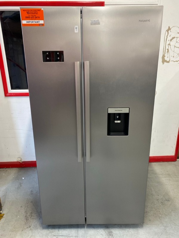 Lot 31  
            Nottingham SR8 - Delivery Or Collection 

                
HOTPOINT FREESTANDING AMERICAN FRIDGE FREEZER MODEL: HPG26583WXP4UK RRP £899