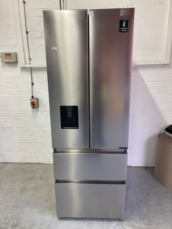 Lot 44  
            Nottingham SR8 - Delivery Or Collection 

                
HISENSE PURE FLAT SLIM FREESTANDING AMERICAN FRIDGE FREEZER MODEL: RF632N4WIE RRP...