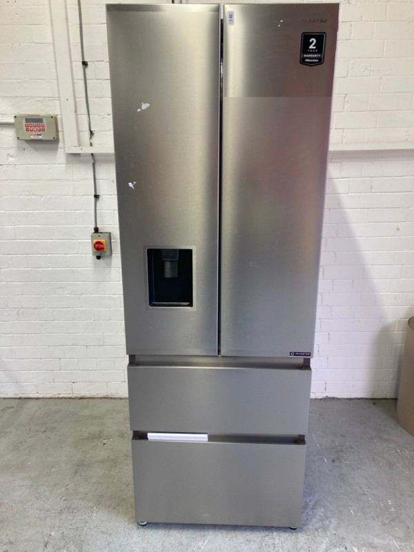 Lot 45  
            Nottingham SR8 - Delivery Or Collection 

                
HISENSE PURE FLAT SLIM FREESTANDING AMERICAN FRIDGE FREEZER MODEL: RF632N4WIE RRP...