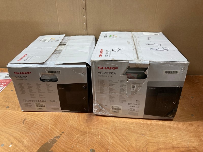 Lot 49  
            Nottingham SR8 - Delivery Or Collection 

                
2 X SHARP MICROWAVES INC SHARP YC-MS01U-B MICROWAVE OVEN