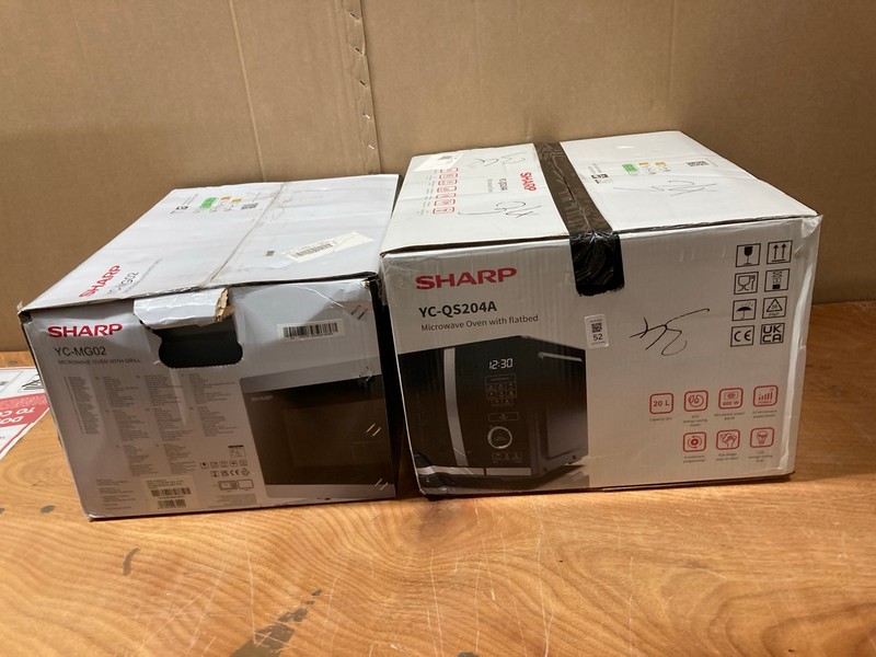 Lot 52  
            Nottingham SR8 - Delivery Or Collection 

                
2 X SHARP MICROWAVES INC SHARP YC-MG02U-S MICROWAVE OVEN WITH GRILL