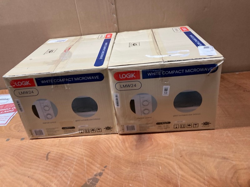 Lot 53  
            Nottingham SR8 - Delivery Or Collection 

                
2 X LOGIK MICROWAVES INC LOGIK LMW24 MICROWAVE