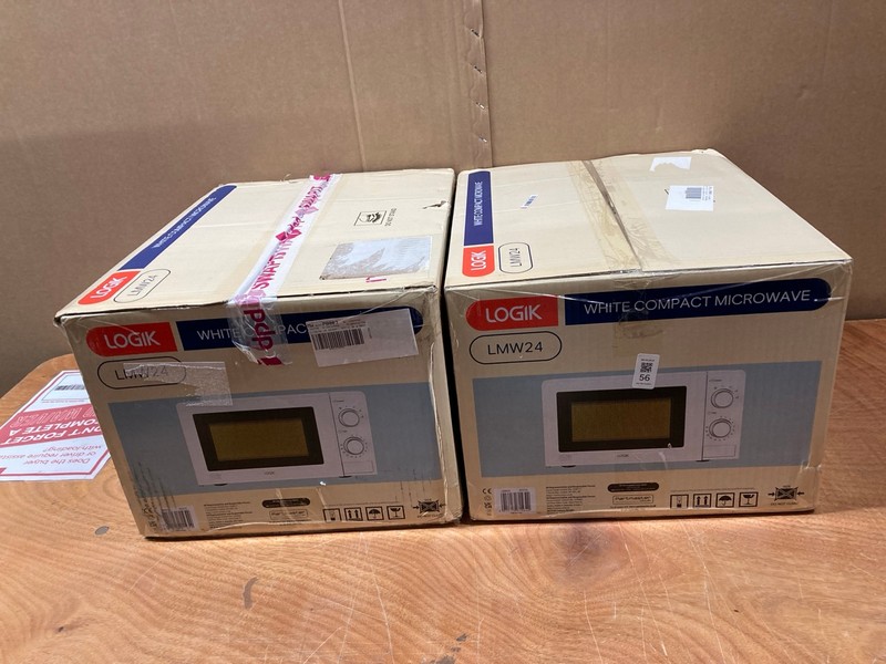 Lot 56  
            Nottingham SR8 - Delivery Or Collection 

                
2 X LOGIK MICROWAVES INC LOGIK LMW24 MICROWAVE