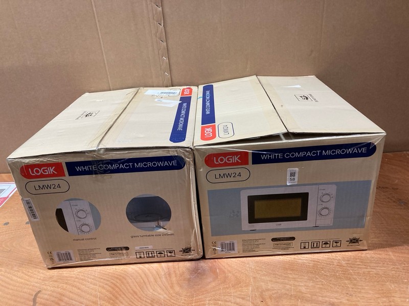 Lot 58  
            Nottingham SR8 - Delivery Or Collection 

                
2 X LOGIK MICROWAVES INC LOGIK LMW24 MICROWAVE