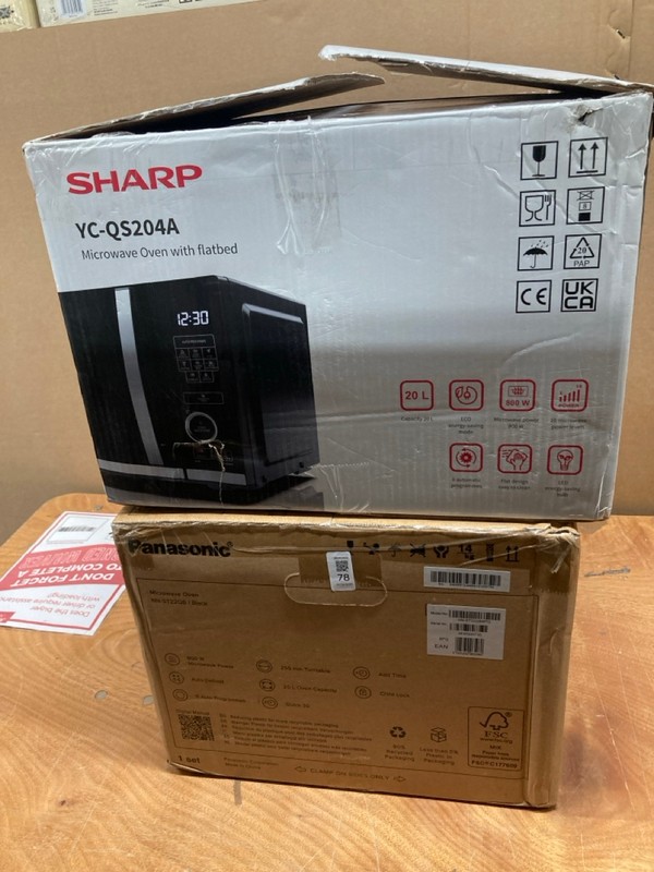 Lot 78  
            Nottingham SR8 - Delivery Or Collection 

                
2 X MICROWAVES INC SHARP YC-QS204AU-B MICROWAVE OVEN