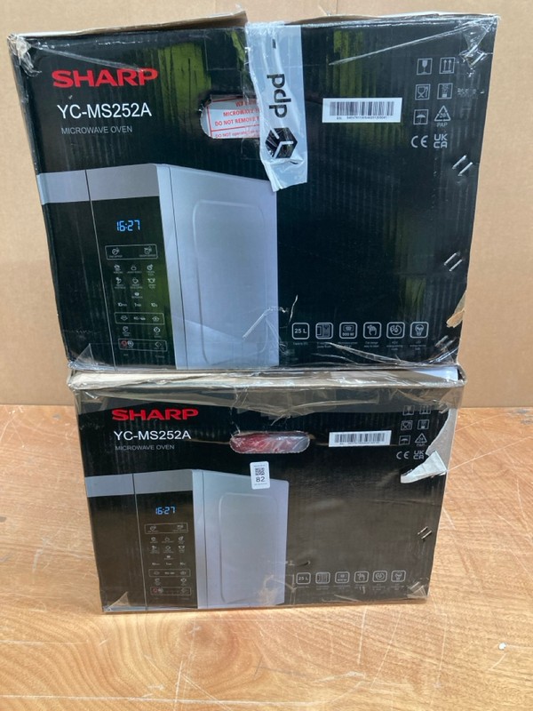 Lot 82  
            Nottingham SR8 - Delivery Or Collection 

                
2 X SHARP YC-MS252AU-S MICROWAVE OVENS