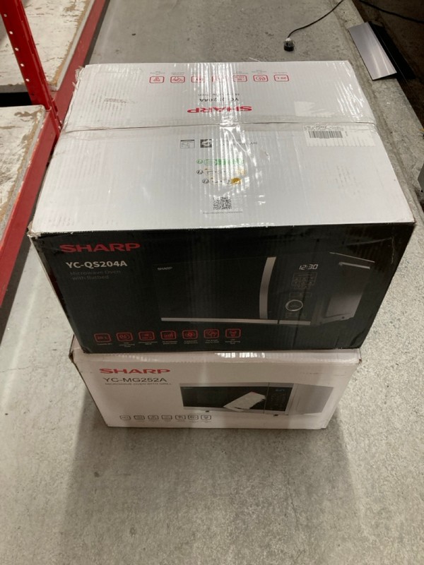 Lot 83  
            Nottingham SR8 - Delivery Or Collection 

                
2 X SHARP MICROWAVES INC SHARP YC-QS204AU-B MICROWAVE OVEN