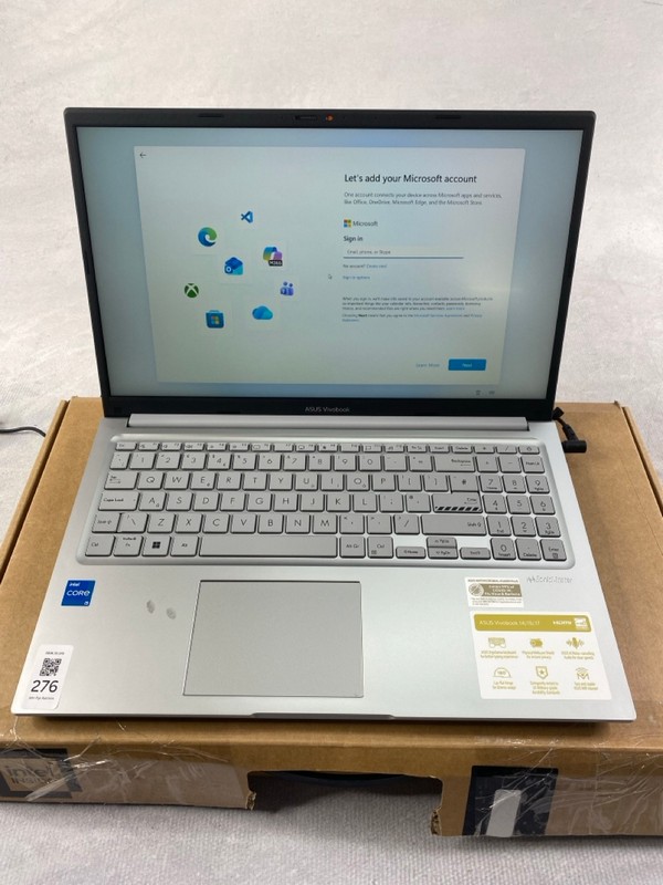 Lot 276  
            Nottingham Prem - Delivery Only 

                
ASUS VIVOBOOK 15 512GB LAPTOP IN SILVER: MODEL NO X1504V (WITH BOX & AC CHARGER)....